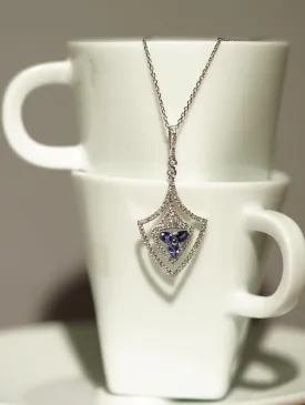 18K White Gold sapphire necklace