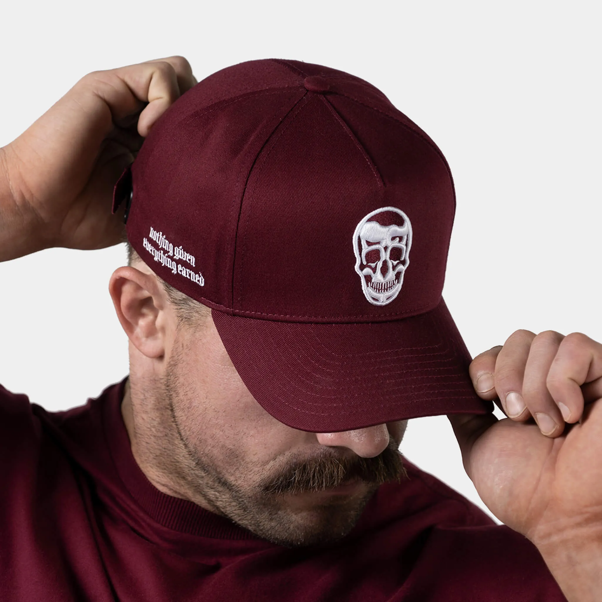 5-Panel Skull Hat - Burgundy