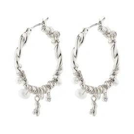 ANA pearl & crystal hoops silver-plated