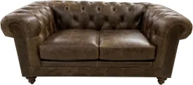 Classic Tufted Leather Love Seat