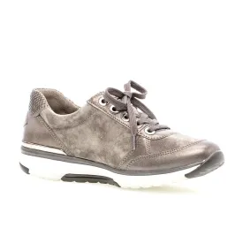 Gabor rolling soft shoes Shiny Gray 36.973.33 נעל סניקרס עם ריצ'רץ' עור  צבע אפור מבריק נשים