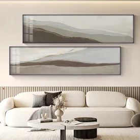 Modern Abstract Wide Format Wall Art Fine Art Canvas Prints Beige Gray Neutral Color Pictures For Bedroom Above The Bed or Above The Sofa