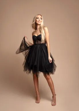 Sparkly Corset Cocktail Dress with Asymmetric Ruffles