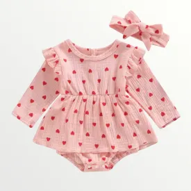 Tessa Hearts Romper - pink